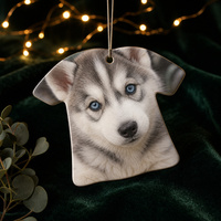 Ornement en céramique personnalisé en forme de t-shirt adorable, impression photo de chiot maltais, plaque à suspendre pour sapin de Noël, décoration pour les amoureux des animaux