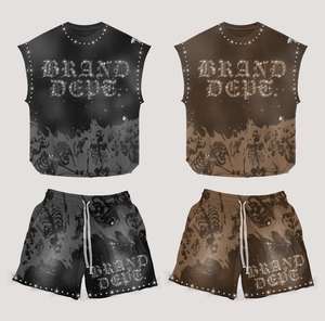 Acid Wash Distressed Sleeveless Raw Hem Men 2 Piece <b>Short</b> <b>Sets</b> Tank <b>Top</b> <b>and</b> <b>Shorts</b> <b>Set</b> <b>Shorts</b> <b>and</b> Shirt <b>Set</b> for Men - Product Image 6