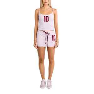 Haut court sportif et mini jupe à motif solide à la mode pour femmes ensemble deux pièces court de gymnastique décontracté avec logo personnalisé à la taille - Product Image 3