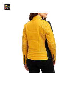 เสื้อแจ็กเก็ตนักขี่จักรยานหนังสีเหลืองพร้อมกางเกงชุดคอสเพลย์แฟชั่นขายส่ง - Product Image 3