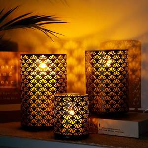 เชิงเทียนทีไลท์โลหะหลากสีสำหรับงานปาร์ตี้ในบ้านและอุปกรณ์ตกแต่งเทศกาลอุปกรณ์ให้แสงสว่างแบบกลม - Product Image 2