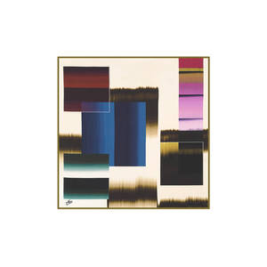 Pañuelo cuadrado de poliéster twill color blanco roto con estampado geométrico - Product Image 1