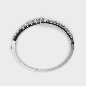 IGI Certified Round Lab Grown Diamond Dual Row Crown Bangle <b>Bracelet</b> in <b>Solid</b> 925 Sterling <b>Silver</b> - Product Image 4