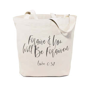 Forgive and Be Forgiven-Cotton Canvas Tote Bag with Luke 6:37 Letter Pattern for Carrying Essentials - Product Image 1