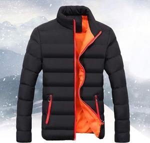แจ็กเก็ตฤดูหนาวของผู้ชายเสื้อโค้ทบุนวมกันลมมีซิปสีทึบสำหรับเล่นกีฬาฟิตเนสเล่นกีฬา - Product Image 2