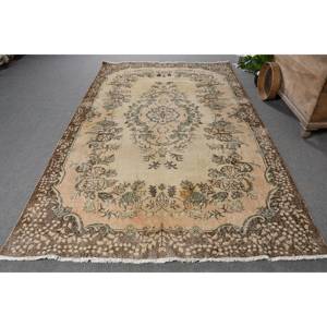 Clásico Beige marrón 6x9 pies lana Vintage alfombra turca tejido plano patrón de retazos para decoración para sala de estar respaldo de látex - Product Image 1