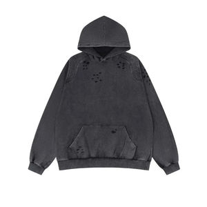 OEM vente en gros sweats à capuche unisexes brodés de haute qualité pull-over respirant en coton lavé à l'acide polaire pour hommes hiver - Product Image 1