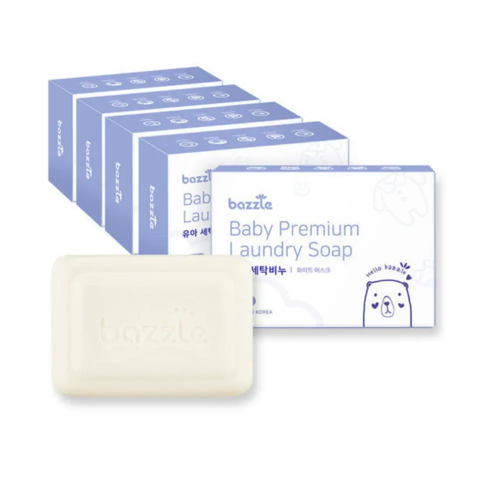 Korean soap Eco friendly Bazzle baby laundry soap 180g OEM ODM white musk baby laundry bar soap