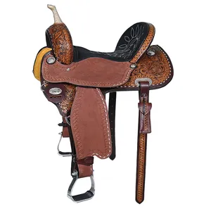 Silla de Montar de Cuero Vacuno Genuino de Primera Calidad, Cómoda, Duradera y Suave, para Carreras de Caballos, Estilo Western, con Juego de Accesorios, Tamaño Personalizable - Product Image 2