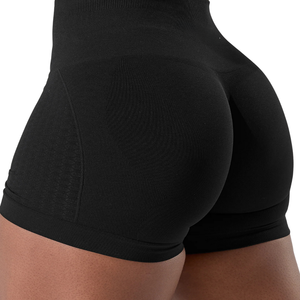 Shorts Deportivos Negros sin Costuras para Mujer, de Cintura Alta, Elásticos, Control de Abdomen, para Entrenamiento, Fitness y Ejercicio - Product Image 5