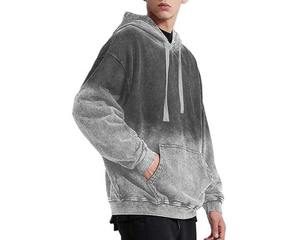 Sweat-shirt à capuche oversize en molleton 100% coton brodé délavé à l'acide, style streetwear décontracté, dégradé hiver, vente en gros - Product Image 4