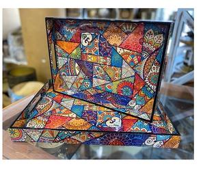 Bandeja de madera de alta calidad para servir con asas, caja marrón o caja blanca o caja de regalo, logotipo personalizado - Product Image 1