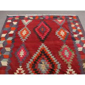 Alfombra vintage, alfombra grande de 5.9x8.9 pies, alfombra turca de lana con motivos de plantas y árboles rojos - Product Image 4