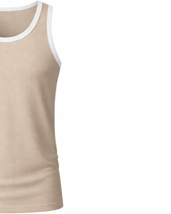 Débardeur sans manches pour homme sur mesure, coupe musclée, vêtements de sport décontractés, tissu doux, gilet côtelé, couleur beige, fabricant sur mesure, vente en gros, OEM - Product Image 5