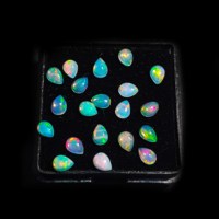 Mélange d'opale éthiopienne naturelle, Cabochon de poire Multi Fire Welo Opal, Lot de pierres précieuses en vrac-3x4, 4x6, 5x7, 6x9, 7x10, 9x12, 10x14mm