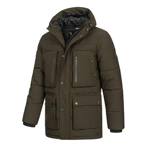 Fashionable Quilted Hooded Zipper Buttoned Puffer <b>Jacket</b> For Men Customize Lightweight Warm Winter Outerwear <b>Jacket</b> - Product Image 4
