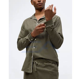 Cotton Made Breathable Casual Men Sleeping Set High Quality 2-Piece Thickened Warm Nightwear <b>Low</b> MOQ - Product Image 4