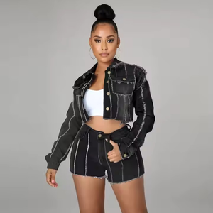 Pantalones cortos de bolsa de papel informales transpirables para mujer, colección de primavera/verano de alta calidad, pantalones cortos de mezclilla, ropa de moda para exteriores OEM - Product Image 1