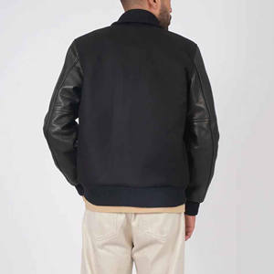 แจ็คเก็ตเบสบอลแบบ Varsity ปี 2024 คุณภาพสูง สไตล์ฮิปฮอป ตัวเสื้อทำจากผ้าขนสัตว์ แขนเสื้อหนัง คอเสื้อถักยืดหยุ่น ปักลายตัวอักษร - Product Image 5