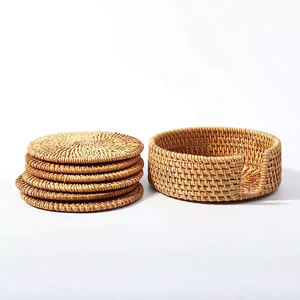 Basic Handwoven <b>Rattan</b> Coaster <b>Craft</b> Classic Handmade Vietnamese Handicraft 100% Natural Eco Friendly Top Selling - Product Image 1