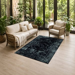 Tapis de salon en chenille antidérapant, motif design noir charbon, imprimé numériquement, lavable en machine, vente en gros RUGS DEPOT LXDP-0973 - Product Image 6