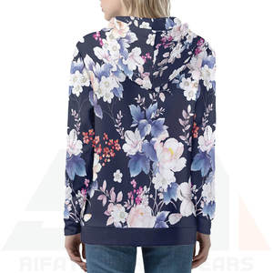 เสื้อฮู้ดผ้าเทอร์รี่สำหรับผู้หญิง ฤดูหนาว สีกรมท่า ลายดอกไม้ พิมพ์ลาย น้ำหนักเบา มีตัวเลือกโลโก้ด้านหน้า เหมาะสำหรับสวมใส่ลำลอง - Product Image 4