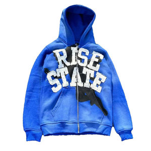 Sudaderas con capucha bordadas ajustables de mezcla de algodón básico de lana de invierno para hombre de alta calidad hechas a medida - Product Image 1