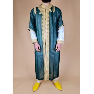 Thobe pour hommes intemporel léger antistatique respirant Vintage longueur de plancher leadership religieux raffiné musulman traditionnel - Product Image 2