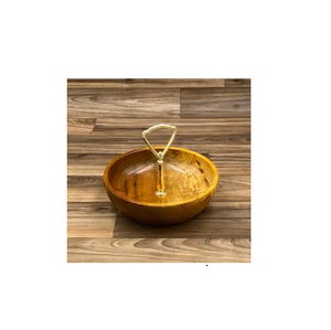 Bol en bois et bol à chocolat martelé poignée en acier cristal bol plat avec eau sûre polie et produit de vente - Product Image 2
