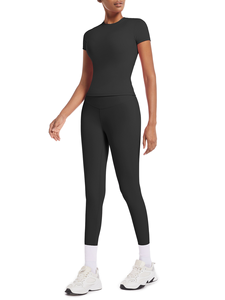 Camiseta Deportiva Ajustada de Cuello Redondo para Mujer, con Logotipo Personalizado Bordado, Precio de Fábrica en China y Bangladesh, para Yoga, Running y Fitness - Product Image 6