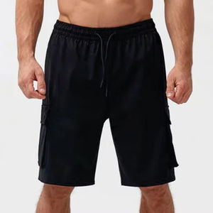 Pantalones cortos deportivos para correr impermeables de secado rápido para hombre, cómodos pantalones cortos de Fitness con cintura elástica, sólidos para correr, entrenamiento de gimnasio personalizado - Product Image 1