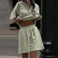 T-shirt blanc en coton surdimensionné pour femme avec poche et short assorti, ensemble décontracté d'été, coupe ample