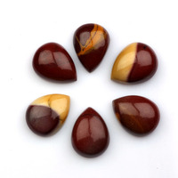 Pierre précieuse en quartz naturel Mookaite jaune-rouge poli de haute qualité, 12x16mm, en forme de goutte d'eau, à dos plat, calibrée, en vrac