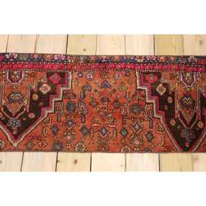 พรมตุรกีขนาดเล็ก 1.5x3.37 ฟุต พรมวินเทจ พรมลายทางสีแดง - Product Image 2