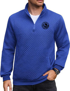 Top Classé Hommes 2025 Tendance Regular Fit Hoodie Meilleure Qualité Matériel Conception Personnalisée 1/4 Quarter Zip Brodé Uni Teint - Product Image 3