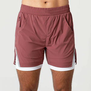Plus lisse et plus doux 80% nylon 20% élasthanne automne hommes Compression doublé tissé respirant formation court avec poches avant - Product Image 1