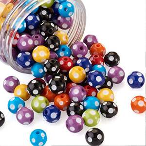 8 Couleur 12mm Rond avec Polka Dot Opaque Résine Perles Personnalisées Couleur et Taille Perles de Résine Fait Main Unique ultra Brillant - Product Image 1