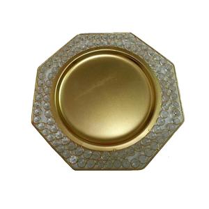 Acabado dorado Hotel Mesa Servidor de alimentos Salver Dulces platos de cena Boda Cargador dorado Placa Borde de cristal decorativo - Product Image 4
