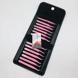 Petite pince à épiler d'extension de cils quantité minimale de commande en gros pince à épiler d'extension de cils à revêtement en poudre rose avec logo gravé personnalisé - Product Image 5