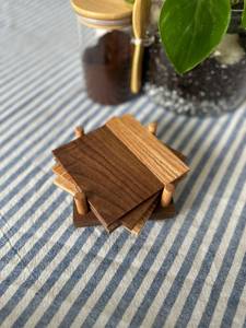 Juego de posavasos de madera de nogal hechos a mano con base de almacenamiento elegante, perfecto para el hogar, Hotel, utensilios de cocina, accesorios de vajilla - Product Image 4
