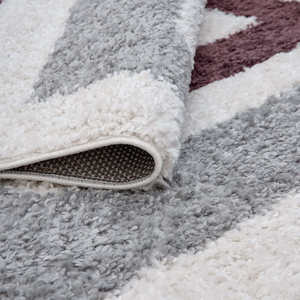 Netline Home Moodi Shaggy <b>Grey</b>/Purple Rectangle Hallway <b>Rug</b> for <b>Bedroom</b> Living Room Teen Spaces - Product Image 4