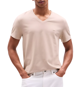 Vente en gros 100% coton col en V surdimensionné Gym Crew T-Shirt pour hommes haute qualité impression numérique personnalisée tricoté blanc imprimé Logo - Product Image 4