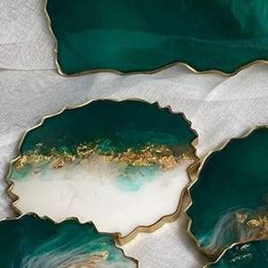 Ensemble de dessous-de-verre en résine, style agate, tapis de table, coussinets résistants à la chaleur, décoration d'intérieur, fabricant en gros en Inde - Product Image 3