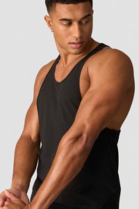 Nouveau débardeur noir sans manches pour homme, col rond, couleur unie, décontracté, respirant, tricoté, pour l'entraînement - Product Image 3