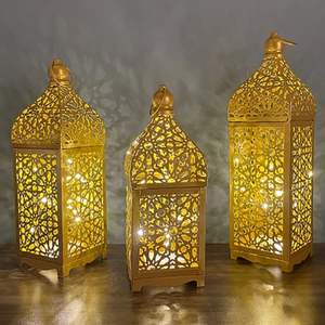 Elegant Gold Metal Crescent Top <b>Lantern</b> <b>Candle</b> Holder with Intricate Cutwork Warm Glow Decorative Accent <b>for</b> Festive Home Decor - Product Image 6