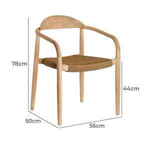 Formedge Contemporary Solid Wood Dining <b>Chair</b> Acacia Wood Frame with Woven Polyester Rope Seat for Villa Cafe & Restaurant - Product Image 6