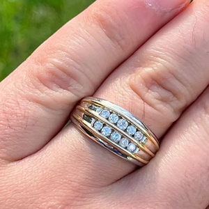 Moissanite Diamond <b>Cluster</b> Ring Solid Real Gold 14K Gold Plated Round Accessories for Unisex Fashion Jewelry - Product Image 1