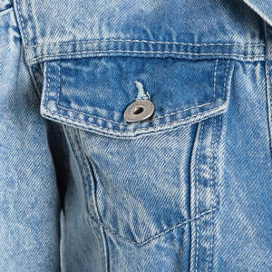 Wholesale Ladies Stonewash Blue <b>Jean</b> Jacket Puff Sleeves Customized Sizes 10 8 10 12 14 16 Casual Fashion Cotton Filled Fabric - Product Image 2