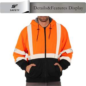 Sweat à capuche de sécurité pour homme Sweat-shirt réfléchissant doublé polaire Classe 3 Veste haute visibilité robuste - Product Image 3