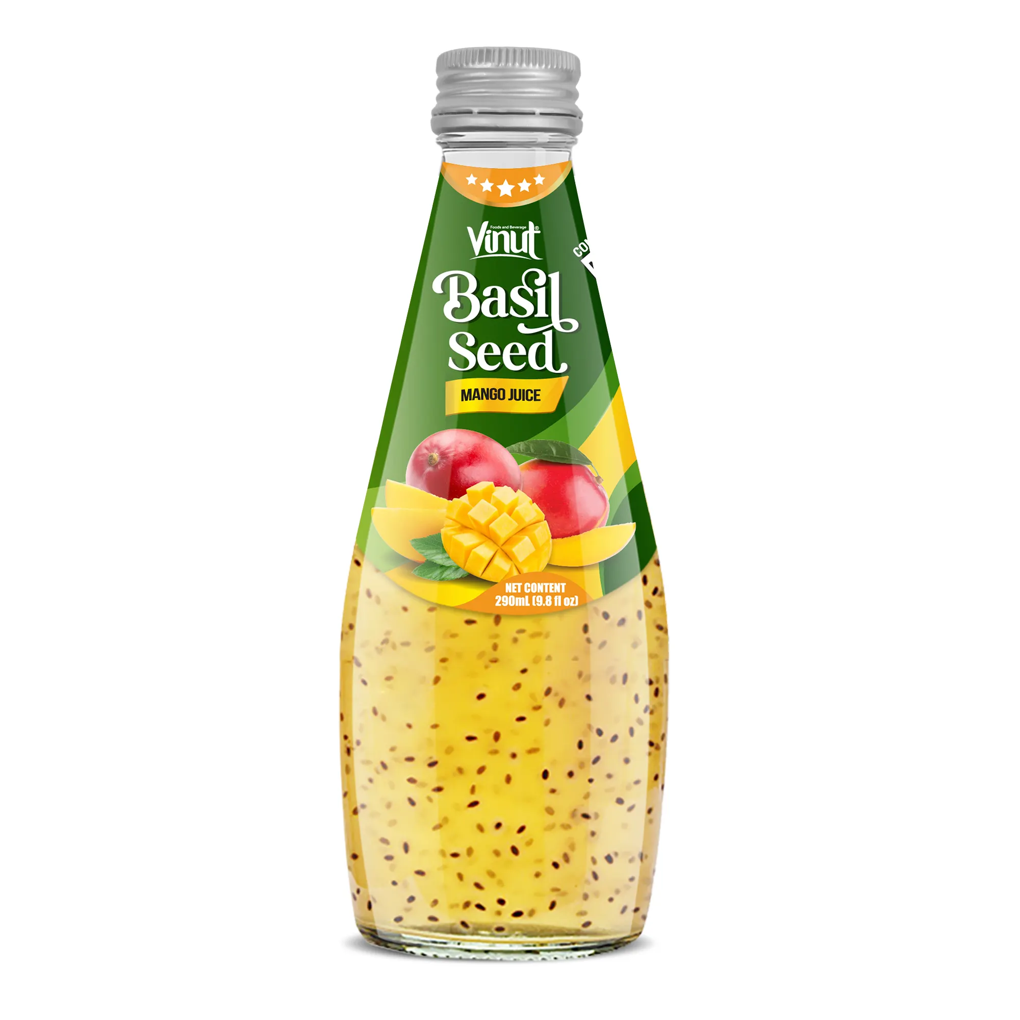 290ml fesleğen tohumu Mango suyu VINUT tropikal içecek ücretsiz örnek, özel etiket, toptan tedarikçiler (OEM, ODM)